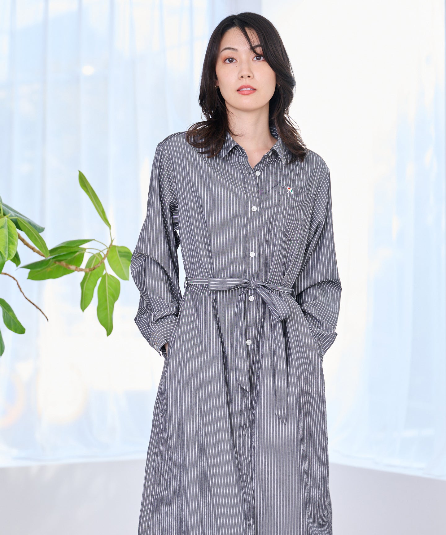 Arnold Palmer イージーケア ストライプ シャツワンピース